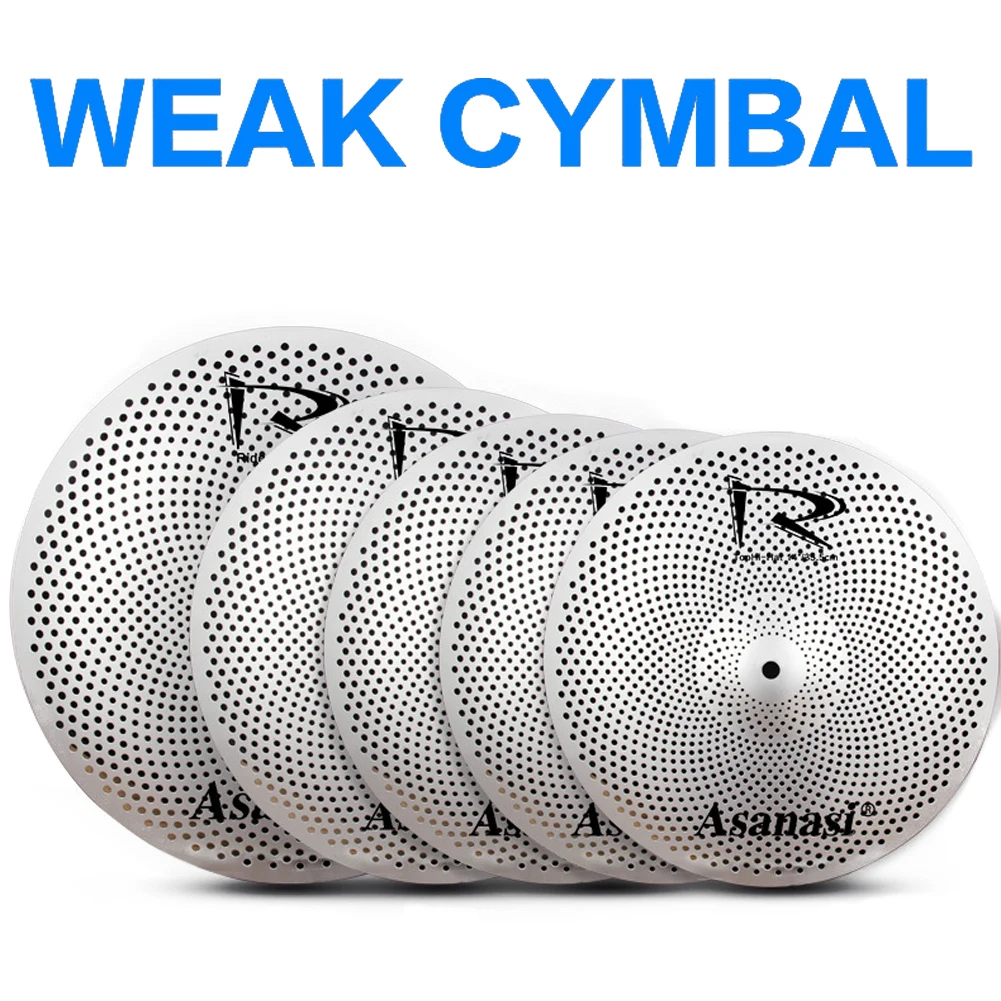 

4PCs/5PCs Low Volume Cymbal Drum Kits Mute Cymbal Stainless Steel Quiet Drum Cymbal Set Percussion Instrument Accessories