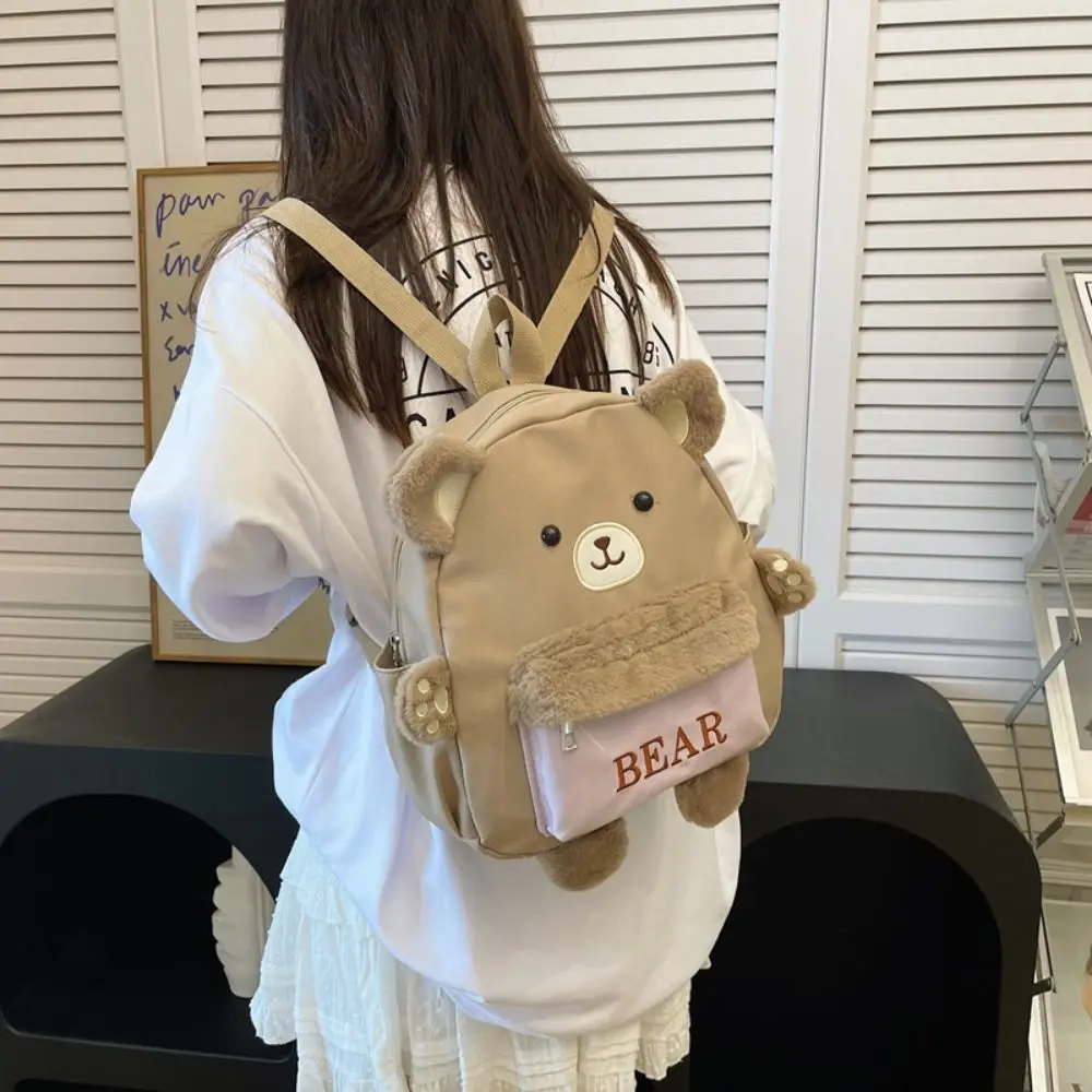 

Casual Animal Bear Backpack Large Capacity Plush Cartoon Shoulders Bag Students School Bag Birthday Gift