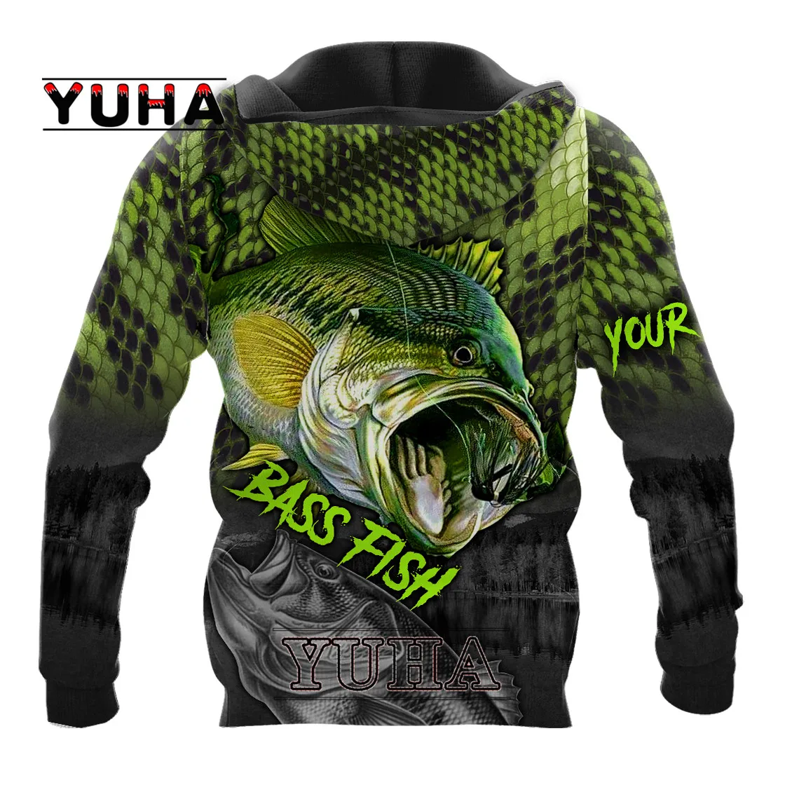 YUHA Bass Fishing Custom Name 3D Printed Mens Hoodie Unisex hoodies Sweatshirt Autumn Streetwear Casual Jacket Tracksuit