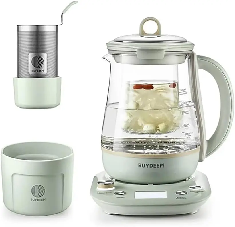 

Health Pot K2763 Lite, Glass Electric Kettle for Tea & Coffee, Hot Water Boiler and Wamer with Stew Pot, Temperature Con