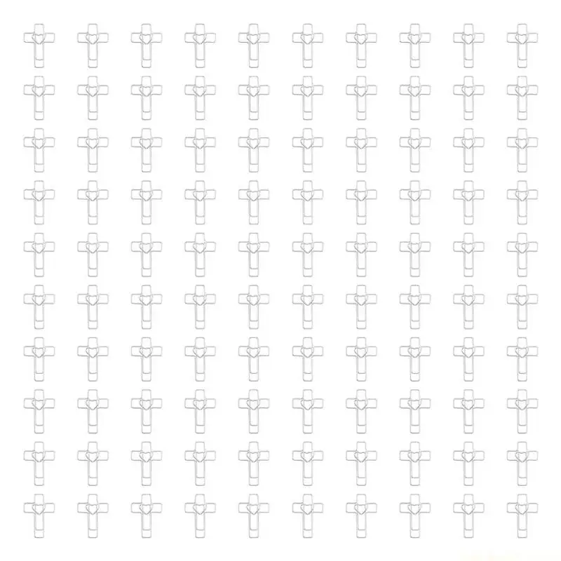 100-個ハートクロスメタルペーパークリップメタルブックマーククリップスクラップブッキング用