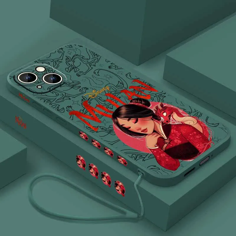 Disney mulan bonito para samsung galaxy a35 a40 41 42 50 51 52 53 54 55 60 70 71 72 73 56 36 capa de telefone com corda esquerda líquida