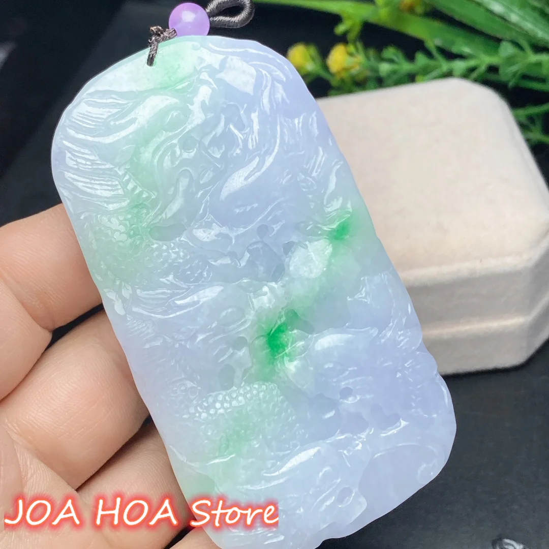 Treasures Natural Jadeite Pendant Emerald Glutinous Species Floating Green Kowloon Brand Necklace Handcrafted Jewelry