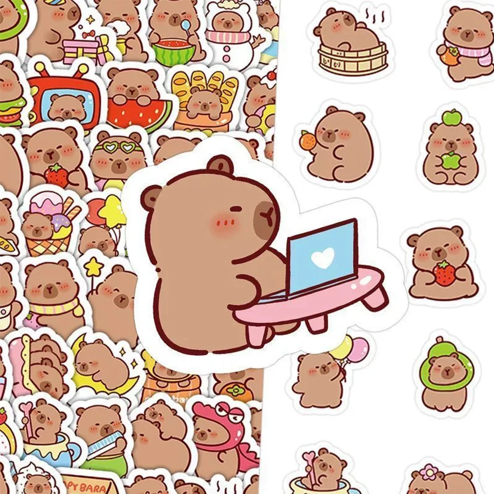 10/30/50/100 Uds. Pegatinas de grafiti de capibara de dibujos animados divertidos, calcomanías creativas bonitas, juguete DIY, monopatín, teléfono, portátil, coche, pegatina Kawaii