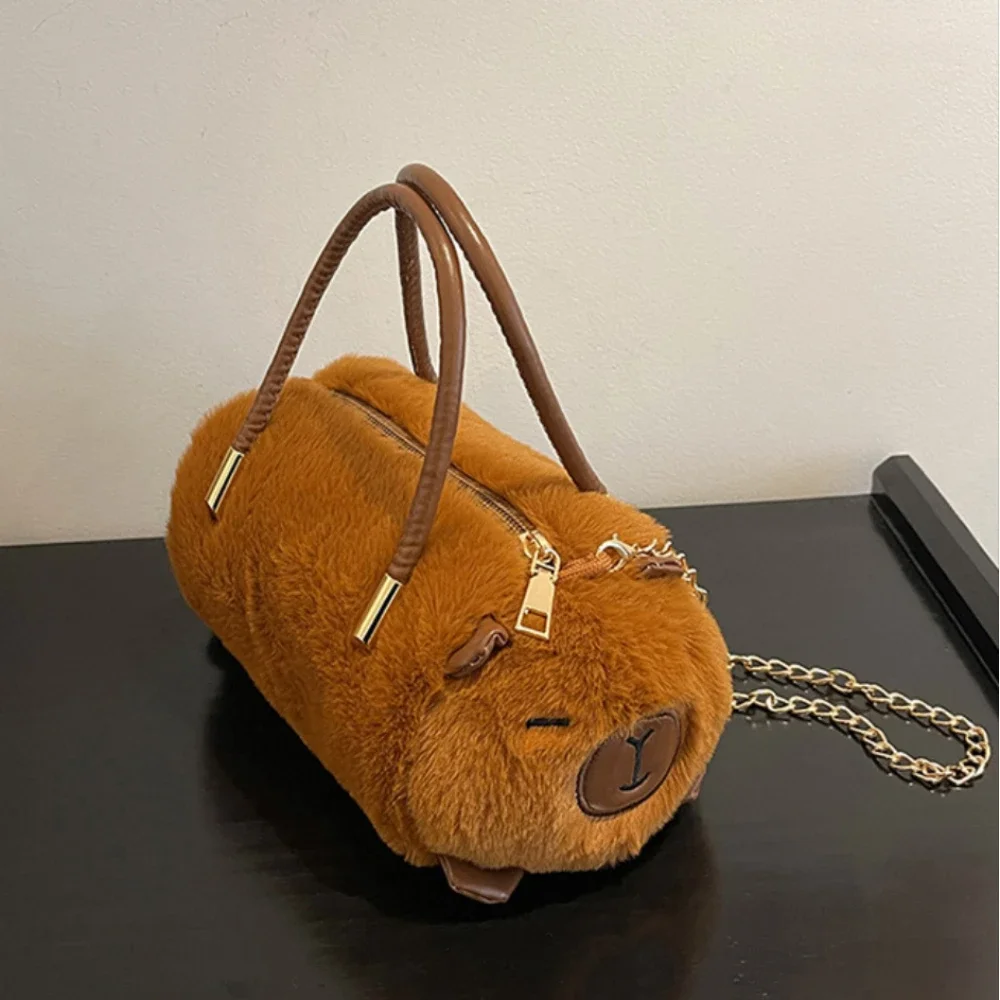 Kapybara Plush Crossbody Bag New Cute Plush Kapybara Bucket Bag Large Capacity Capybara Shoulder Crossbody Bag Bucket Bag