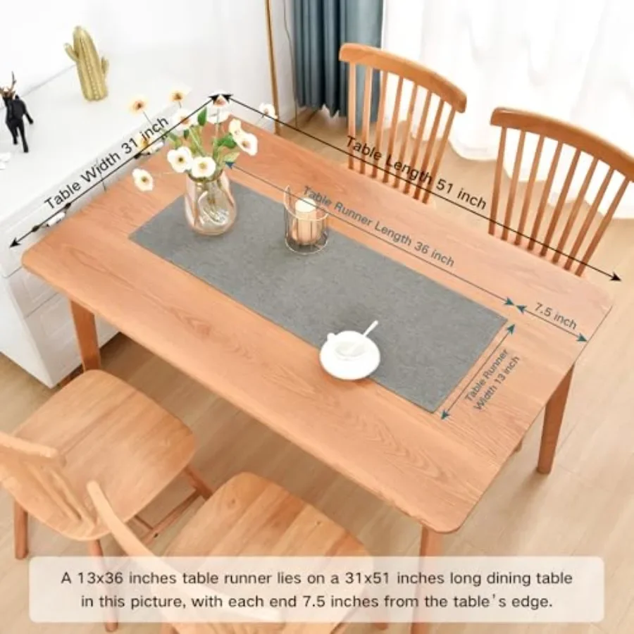 Faux Len Small Table Runner Water Resistant 13 x 36, Farmhouse Short Table Runners, Coffee Table Runner, Dresser Runners for Be