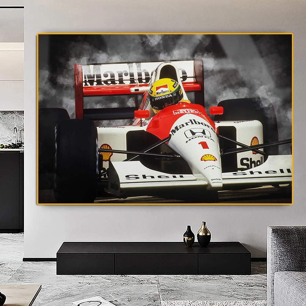 

Formula Champion Retro Racing Poster Grand Prix Legend Racer Senna Portrait Canvas Painting Race Car Wall Art Room Home Decor