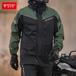 Motowolf-chubasquero para montar en motocicleta, traje impermeable dividido, impermeable, a prueba de viento, reflectante, ligero, plegable, chaqueta, pantalones