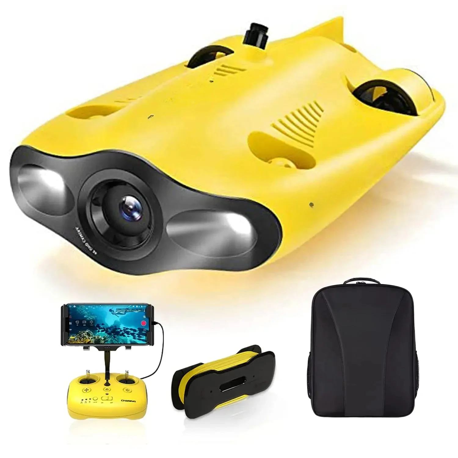 Chasing ROV MINI Underwater Drone Dive To 330ft/100Meters 4K 1080P 12MP UHD Underwater Camera Remote and APP Remote Control