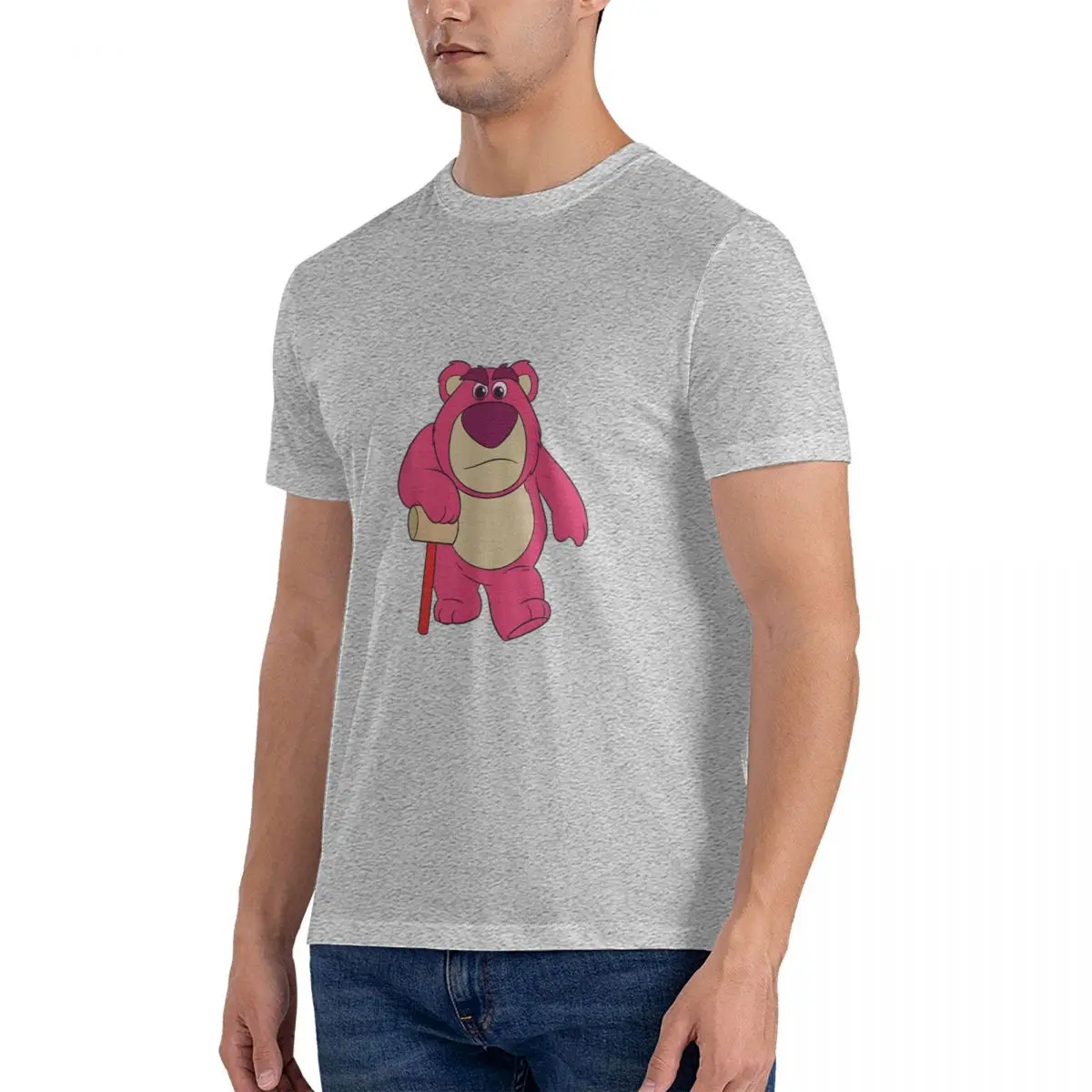 Funny T-Shirt for Men Disney Toy Story Lotso Huggin Bear Novelty Cotton Tees O Neck Short Sleeve T Shirt Summer Clothing