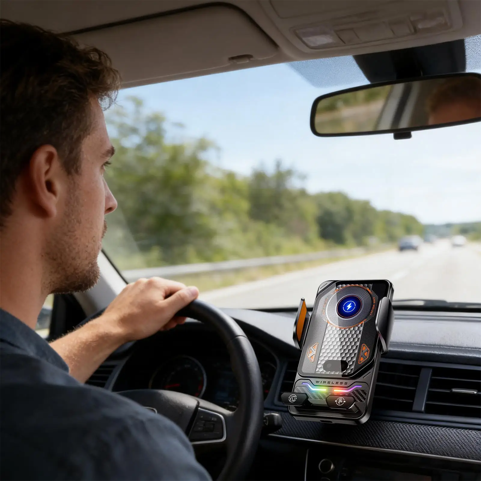 

Phone Mount For Car Anti-Slip Smartphone Cradles With Wireless Charging Function Vent Phone Holder For Car For Trailer RV