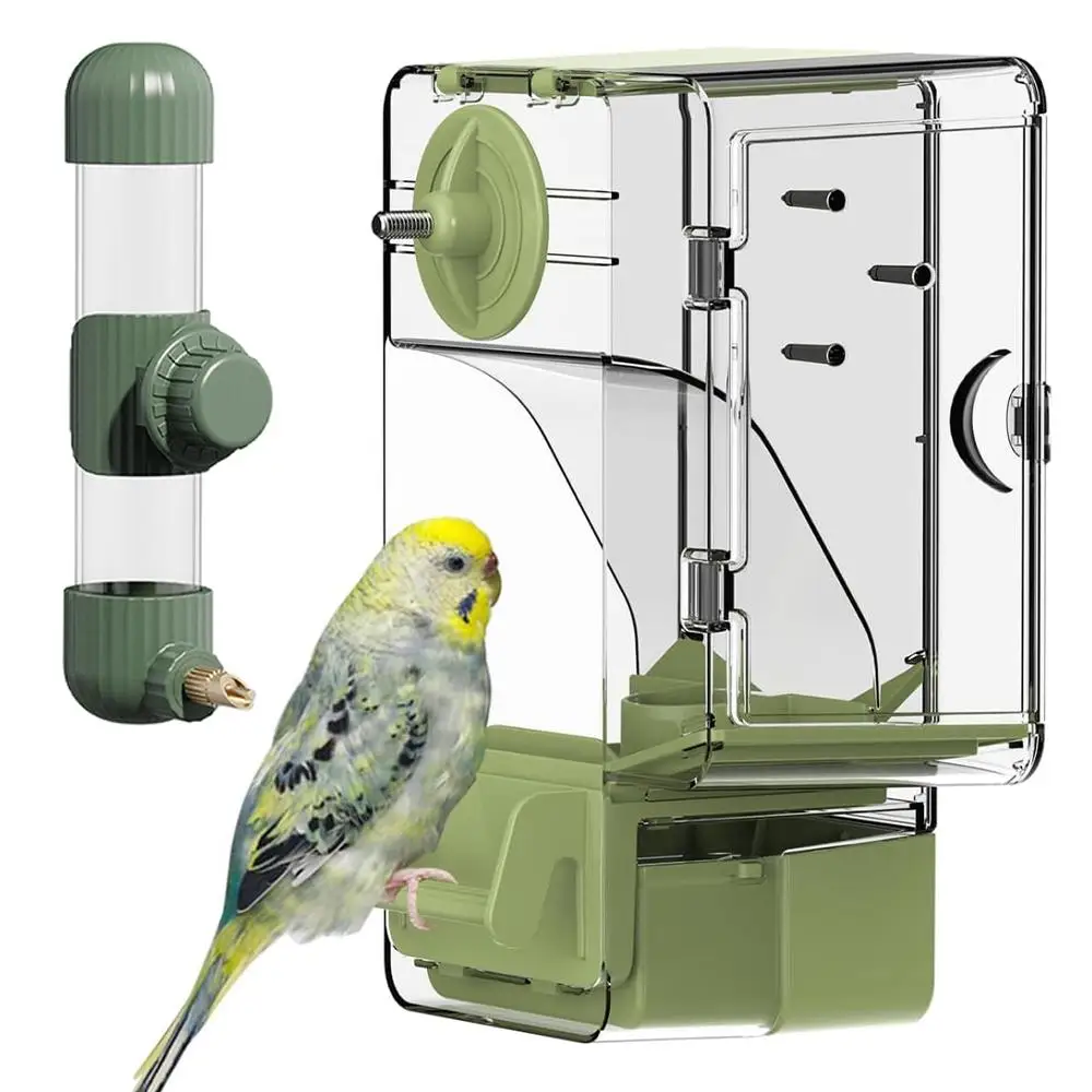 

2 PCS Bird Water Dispenser Automatic, Bird Water Feeder for Cage Parakeet Water Dispenser, Clear Cage Water Drinker for Cockatiels Parakeet Budgies Green-cheeked Conure African Grey Sun Conure