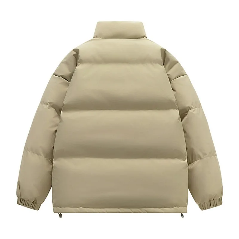 KIDWHXR Winter Man Thicken Jacket Korean Plaid Stand Collar Male Parkas Coats Loose Long Sleeve Cold-proof Men Outerwear