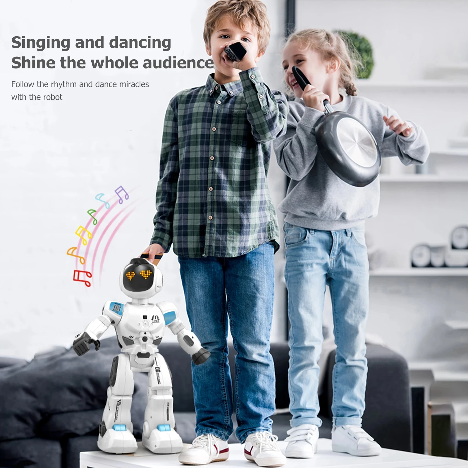 MBL Large RC Robot Toys Intelligent Robots Touch Function With LED Light English Mathematics Robot Toys For Children