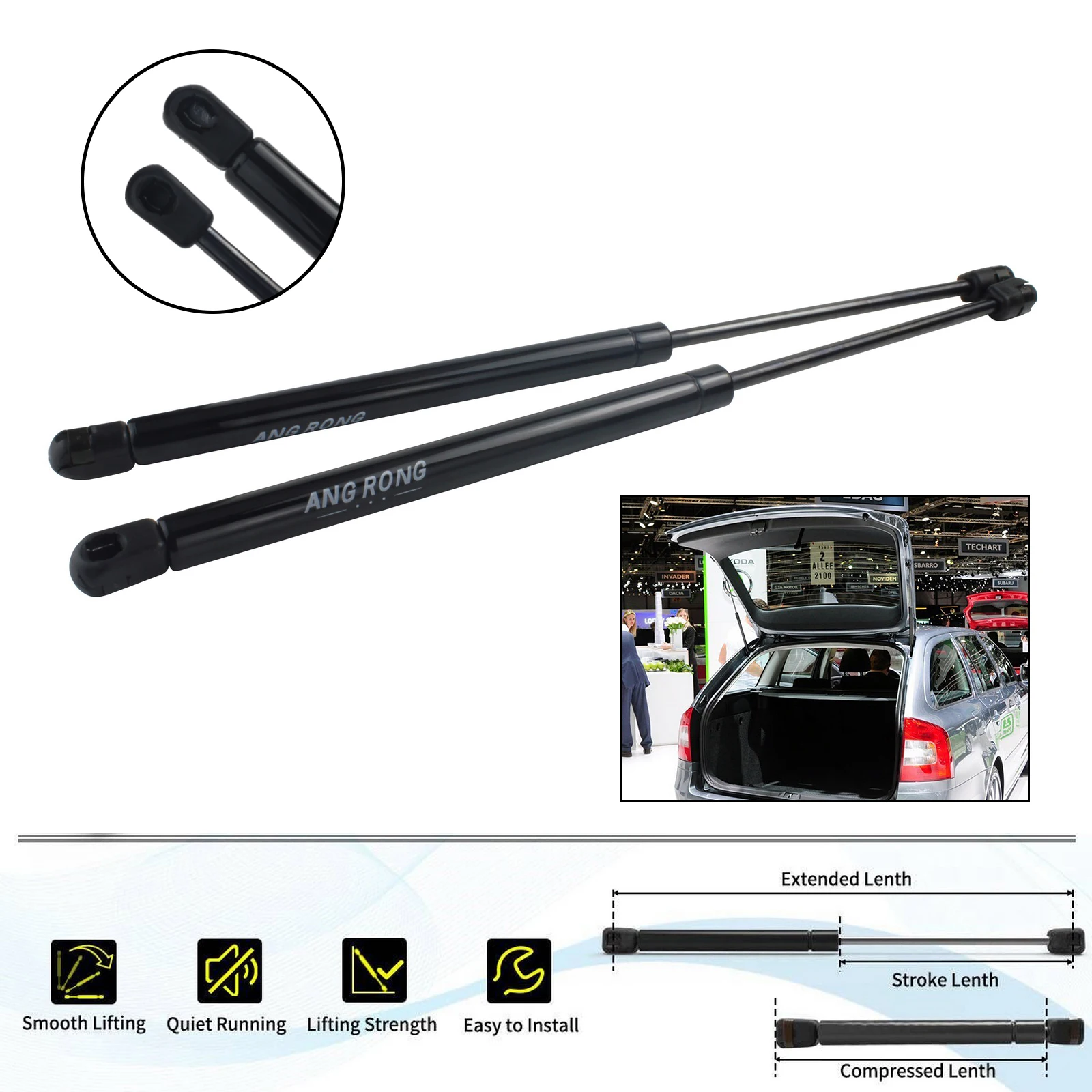 2x Rear Tailgate Trunk Boot Gas Struts Spring Lifter For Skoda Fabia 6Y MK1 Hatchback Estate 1999-2008