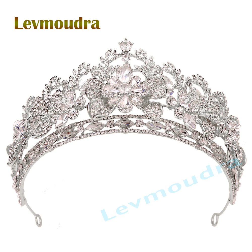 

Тиары Levmoudra для женщин, короны принцесс для женщин, хрустальные повязки на голову для невест, на день рождения принцессы