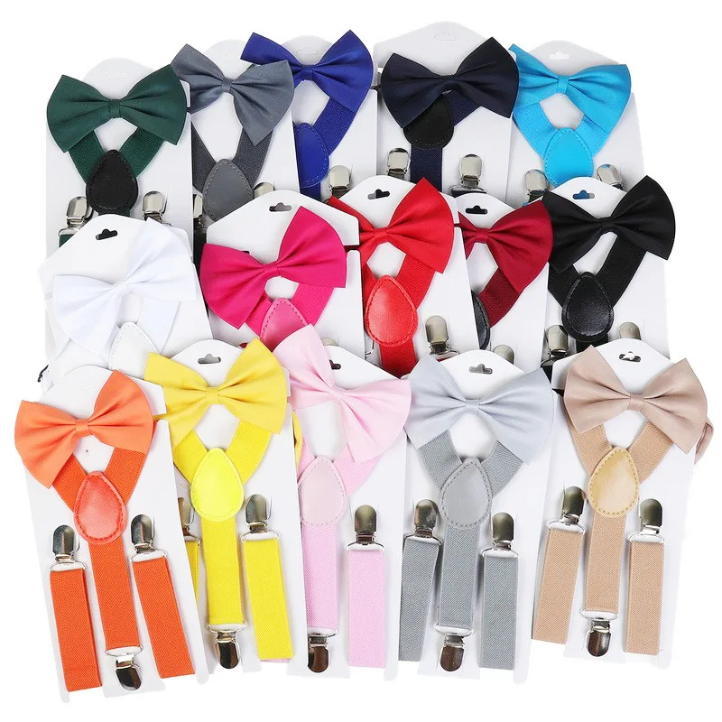 الحمالات الطفل مع ربطة العنق منقطة الأطفال الدعاوى الحمالات 3 كليب قابل للتعديل قمصان الاطفال ربطة القوس فيونكة للطفل صبي فتاة #5