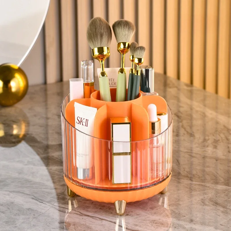 

Rotating Desktop Makeup Brushes Organizer Cosmetic Storage Box Portable Lipstick Eyeliner Holder Skincare Pen Organizer Stand