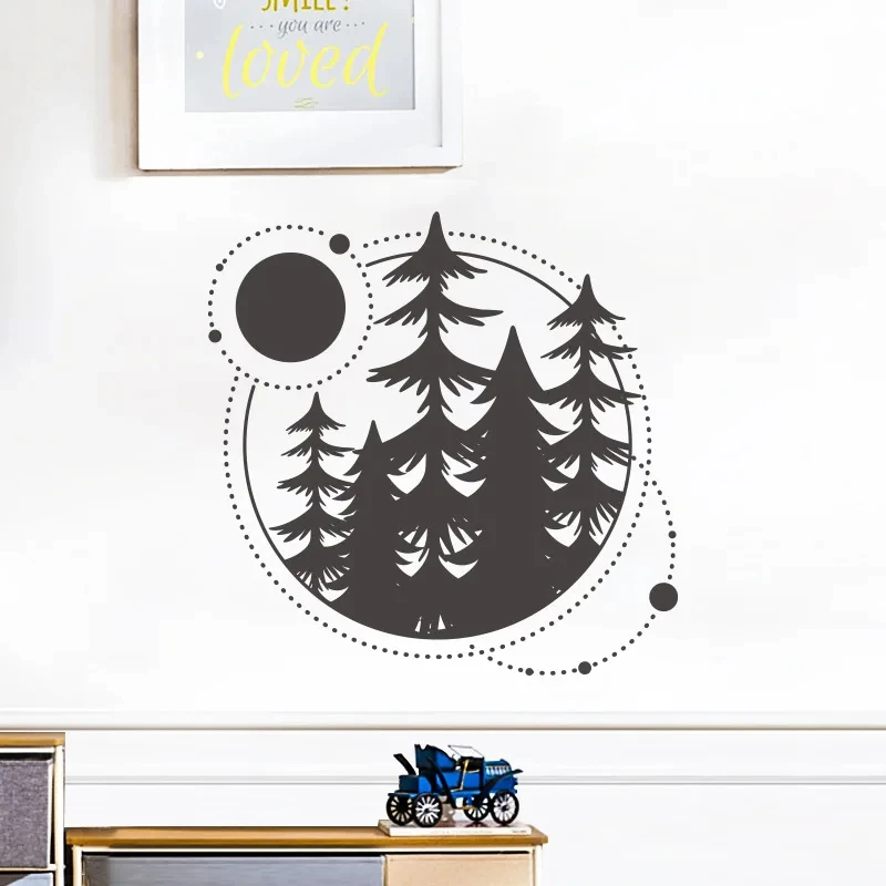 1PC Personalized Creative Planet Orbit Forest Stickers For Bedroom, Living Room,Home, Wall Decoration Stickers