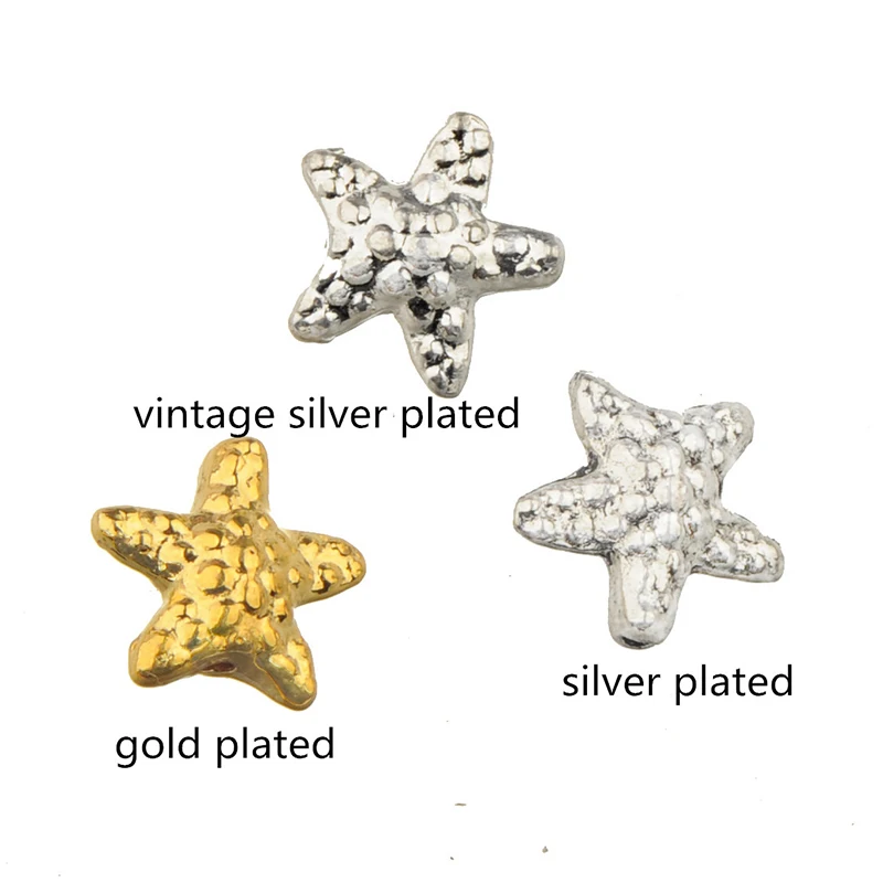 40pcs Starfish Beads For Jewelry Making Diy Handicraft Keychain Bracelets Space Loose Gold Silver Parts Fatter Metal Accessories - view 2