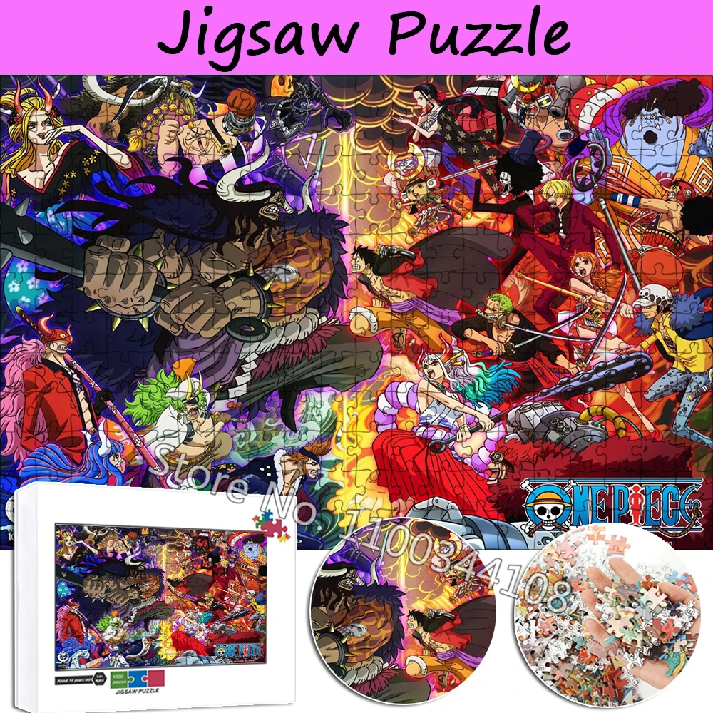 Japanese Anime 300/500/1000 Pieces Jigsaw Puzzles One Piece Characters Puzzle for Adult Decompression Toy Kids Intellectual Toys