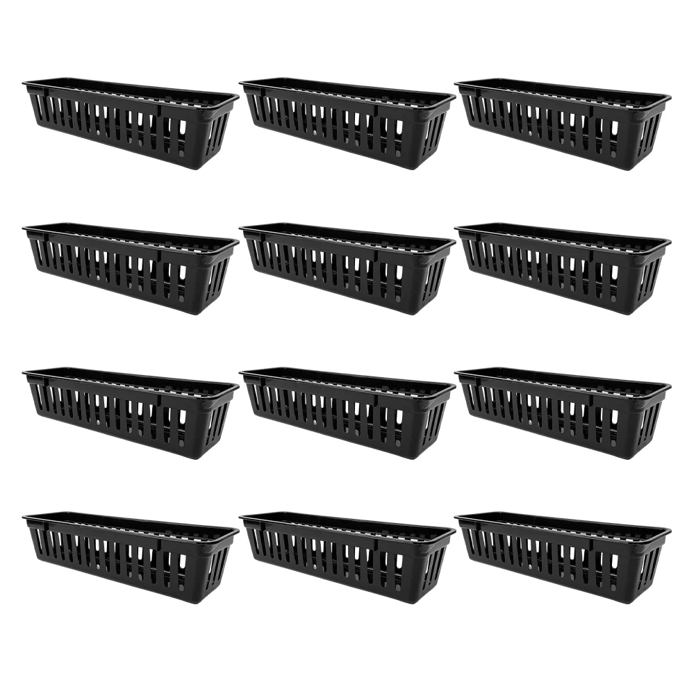 

12Pcs Plastic Classroom Storage Basket Pencil Organizer Desk Tray Stationery Holder for Crayons Markers Office Supplies
