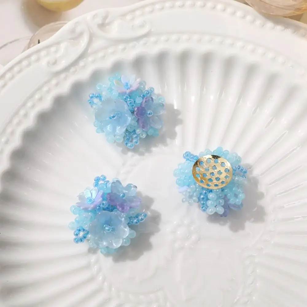 3D Design Flower Patches Non Slip Sturdy DIY Buckle Shoe Flower Decoration Wholesale Pack Transparent Jelly Beaded Applique