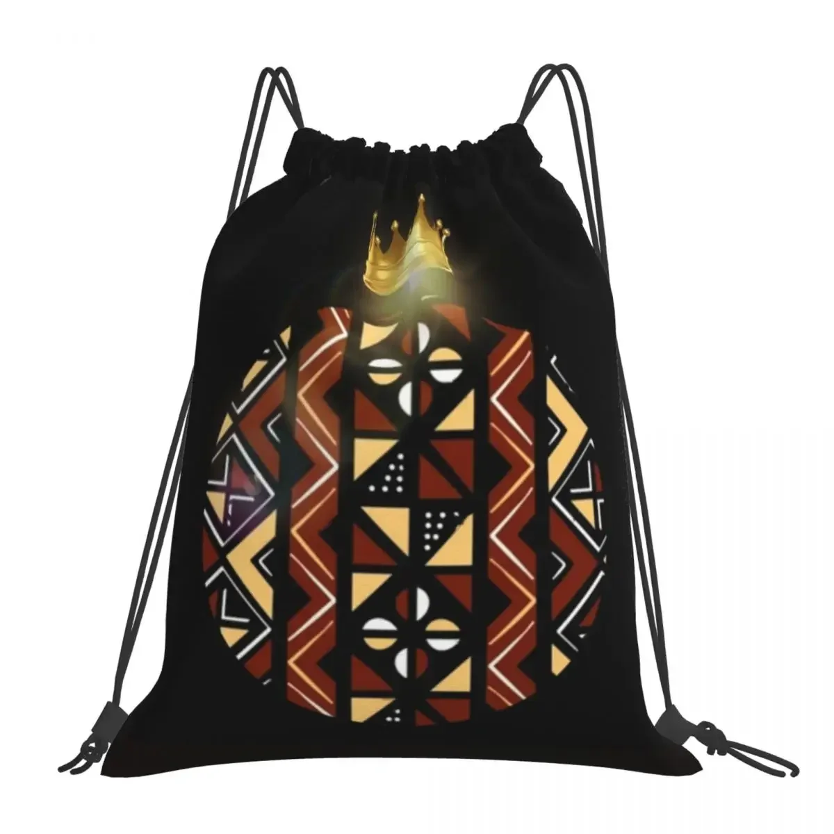 

African Bogolan Mudcloth Pattern Backpacks Drawstring Bags Drawstring Bundle Pocket Sundries Bag BookBag For Man Woman Students