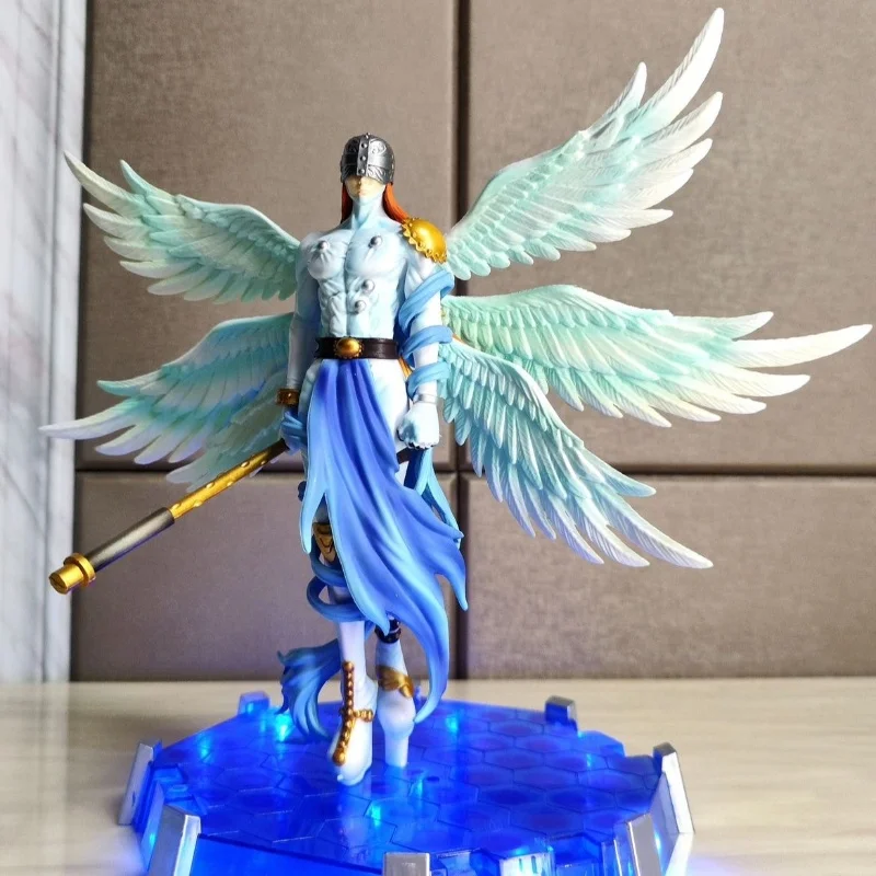 28cm Angemon Anime Figure Toys Digimon Hobby Action Figure Movie & Tv 3d Pvc Model Collectiblecollectible Toy With Led Light