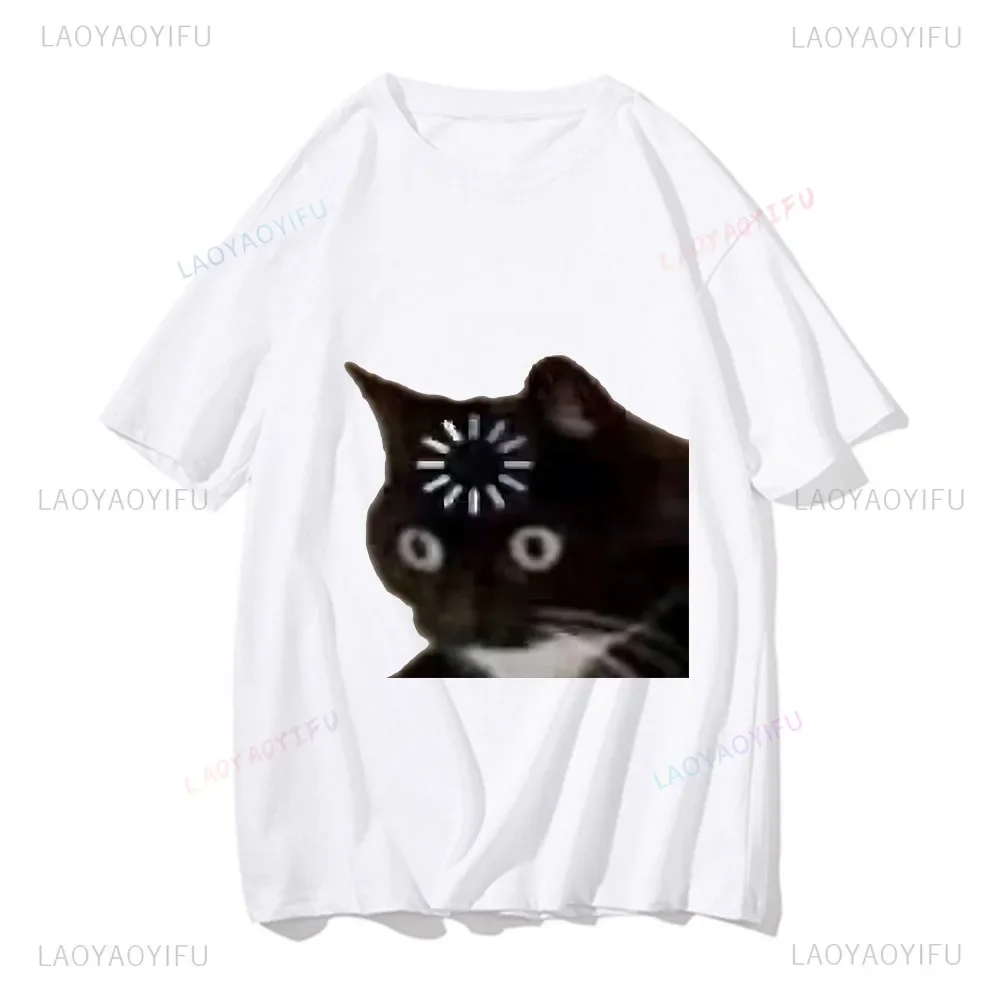 Asian size New Arrival Funny Cat Meme Emotion Print 100%cottonT-shirt Kawaii Summer Style Fashion Loose Short Sleeve Men Clothes