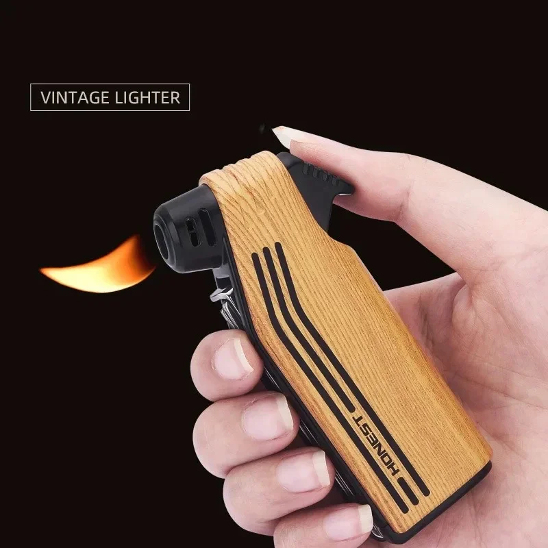 

New HONEST Metal Outdoor Windproof Open Fire Multifunctional Tube Retro Oblique Fire Gas Lighter Old Style Lighter Men's Gifts