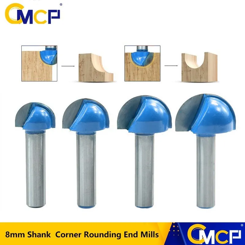 CMCP Router Bit 8mm Shank Ball Nose End Mill 16/19/22/25mm Round Nose Cove Core Box Router Bit Woodworking Milling Cutters