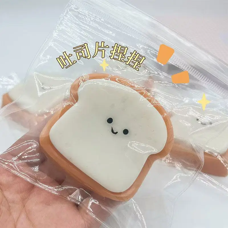 

Kawaii Toast Cheese Mochi Soft Squeeze Slow Rebound Stress Relief Toy Smile Bread Slice Dessert Girl Fidget Toy Birthday Gift