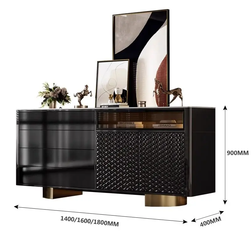 Italian Light Luxury Solid Wood Dining Side Cabinet Decorative Cabinet Living Room Modern Simple Foyer Entrance Cabinet