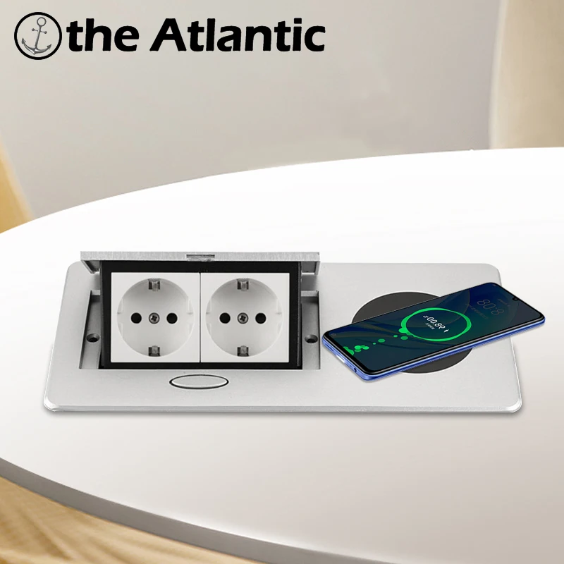 EU power Conference pop up Table Power with wireless charging Flip cover Brush Connectivity Box Desktop power data socket outlet