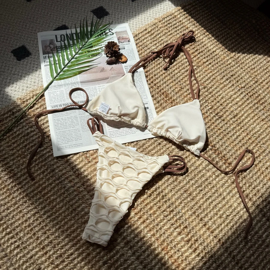 Para praia novo projetado biquíni brasileiro micro banho simples maiô feminino sexy biquini 2025 tanga conjunto de biquíni maiô