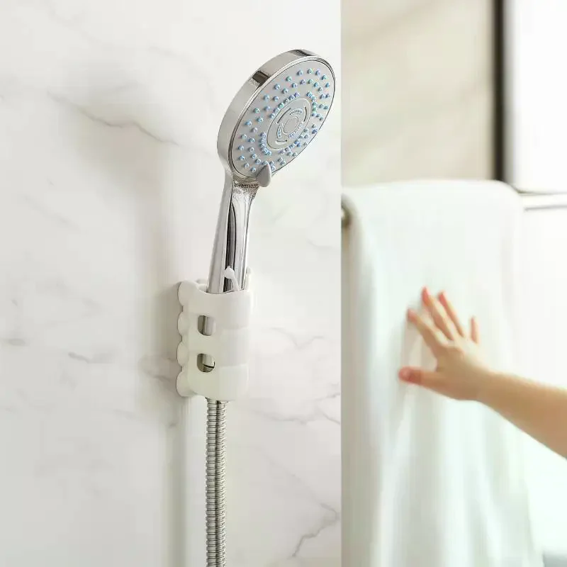 

Bathroom Shower Head Holder Silicone Suction Cup Mount Adjustable Reusable Heavy Duty for Tile Glass Smooth Wall
