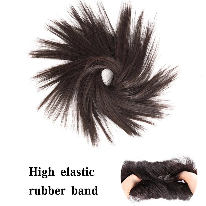 EFLAG Synthetic Hair Bun Bands Bows Chignon For Women Straight Wig Hairpiece  Hair Extension Tied To Ponytail