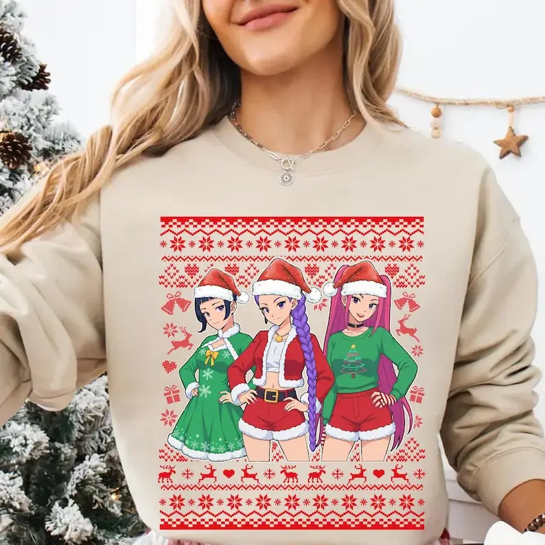 Christmas Jumper Funny Huntrix Ugly Christmas Sweatshirt Demon Hunters Sweater Huntrix Xmas Sweaterirts Hoody Streetwear Women