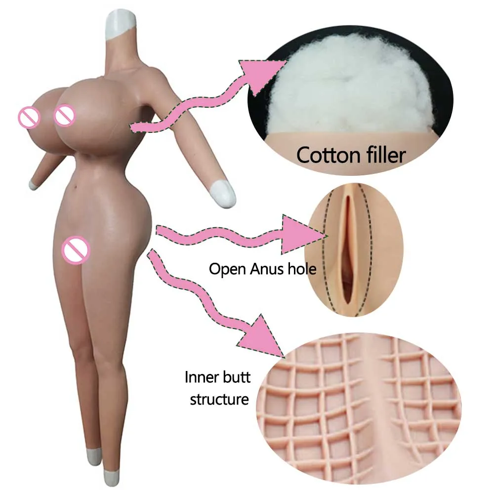 Urchoice Male To Female Silicone Bodysuit Crossdresser Huge X Cup With Arms Hip Lifting Buttock Fake Vagina Catheter Anus Sissy