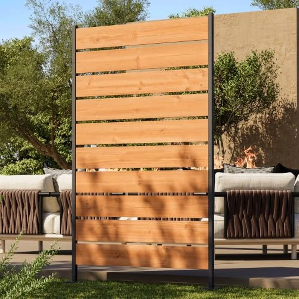 Modern Shade 5x3 Cedar Privacy Fence Panel 2 in 1 Freestanding & In Ground