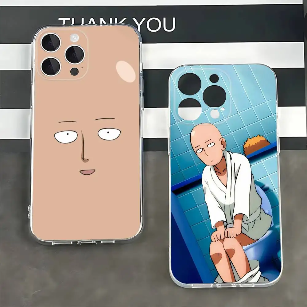 Anime O-One Punch Man Transparent Protective Cover for iPhone 7,8,11,12,13,14,15,16,17,Pro Max,Plus,X,XR,XS Max,SE,12 mini