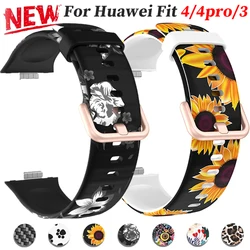 Pattern Strap for Huawei Watch Fit4 4pro Universal Bracelet Silicone Floral Band for Huawei Watch Fit 3 Print Sport Band Women