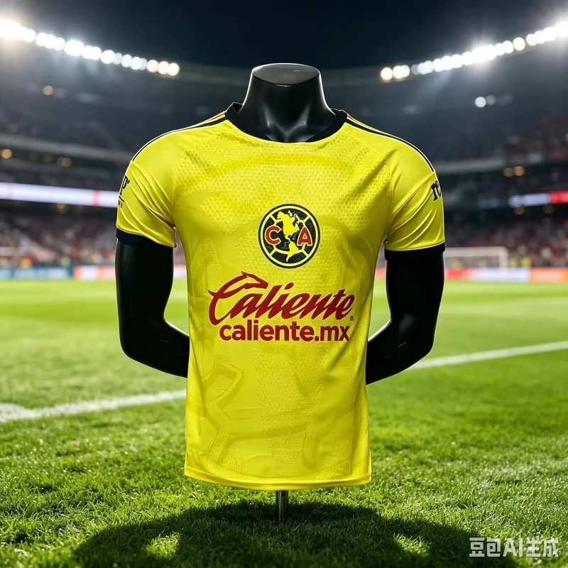 26-27 Mexico Club America Yellow Soccer Jersey Caliente Print Fast Dry Football Short Sleeve Match Breathable T-shirt