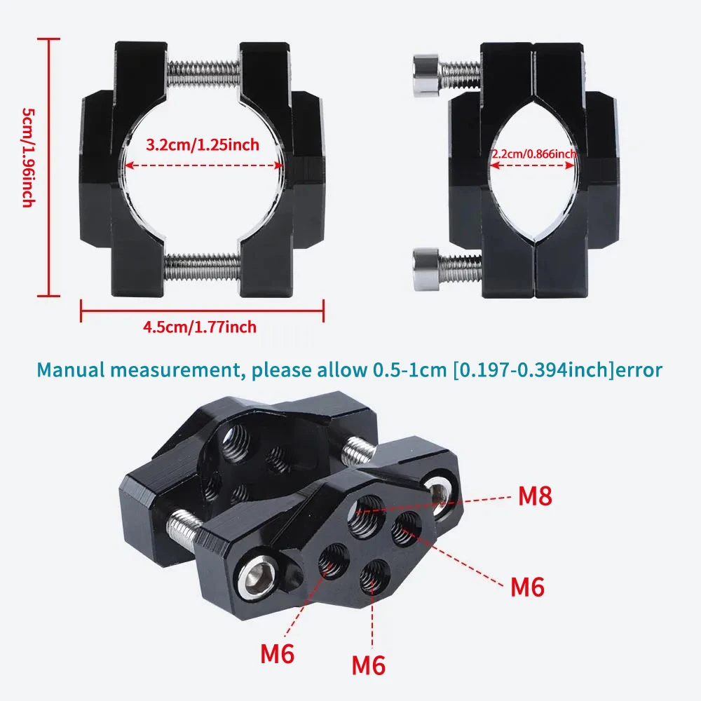 1PC Universal Aluminum Motorcycle Handlebar Bumper Mount Bracket Clamp For LED Spotlight Fog Turn Signal Lights 22-32/17-54mm