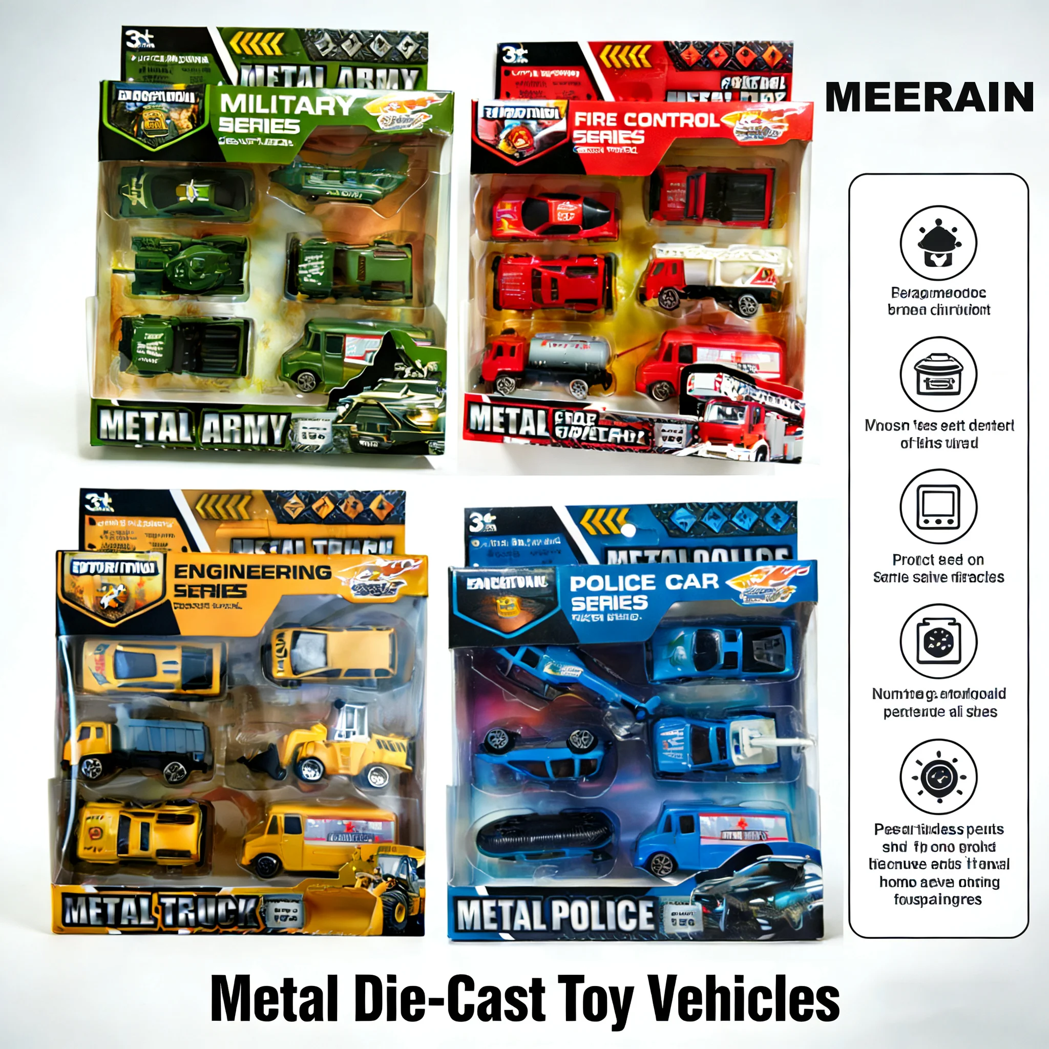

1:64 Metal Toy Car Sets: Military/Fire Control/Engineering/Policemen Series Gift Toys for Kids Alloy Car Models
