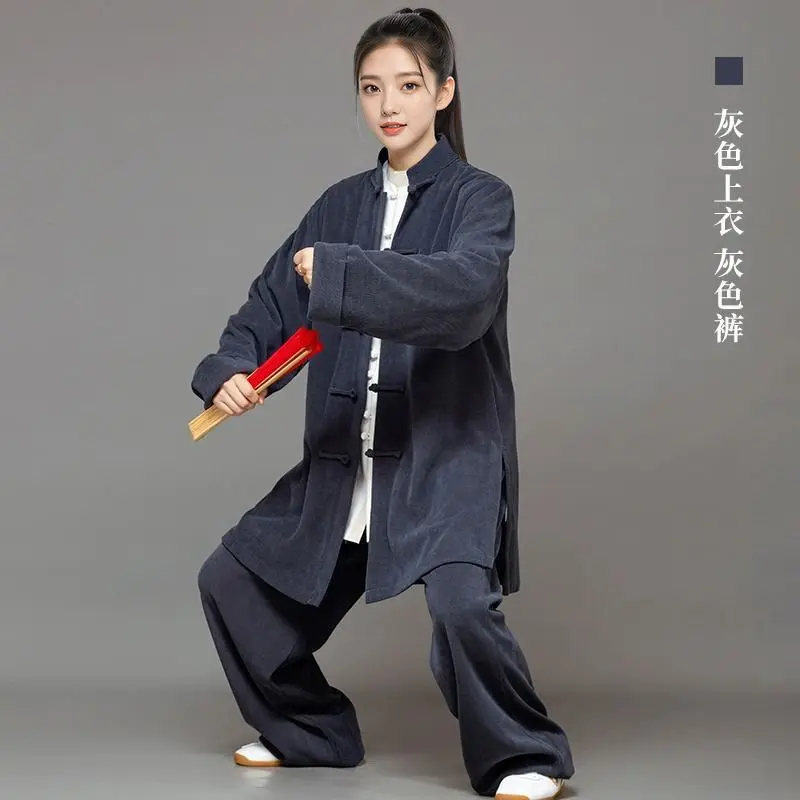 

2024 Autumn And Winter Chinese Fashion Cotton And Linen Tai Chi Set New Thickened Improved Daily Wushu Clothing Training Suit
