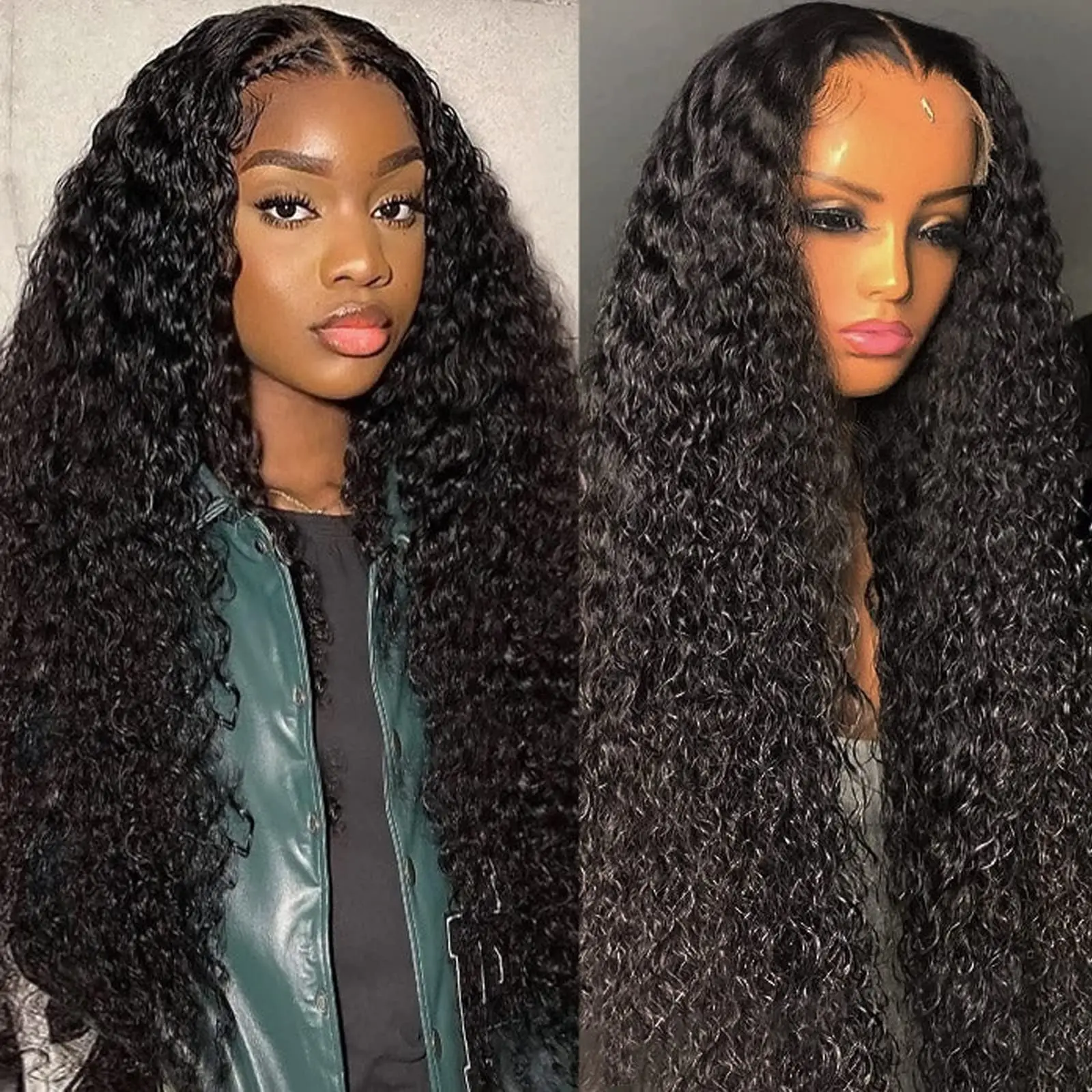 Deep Wave 13x4 13x6 HD Lace Frontal Wig Glueless Wig Human Hair Ready to Wear Pre Plucked Brazilian Curly Human Hair Wigs