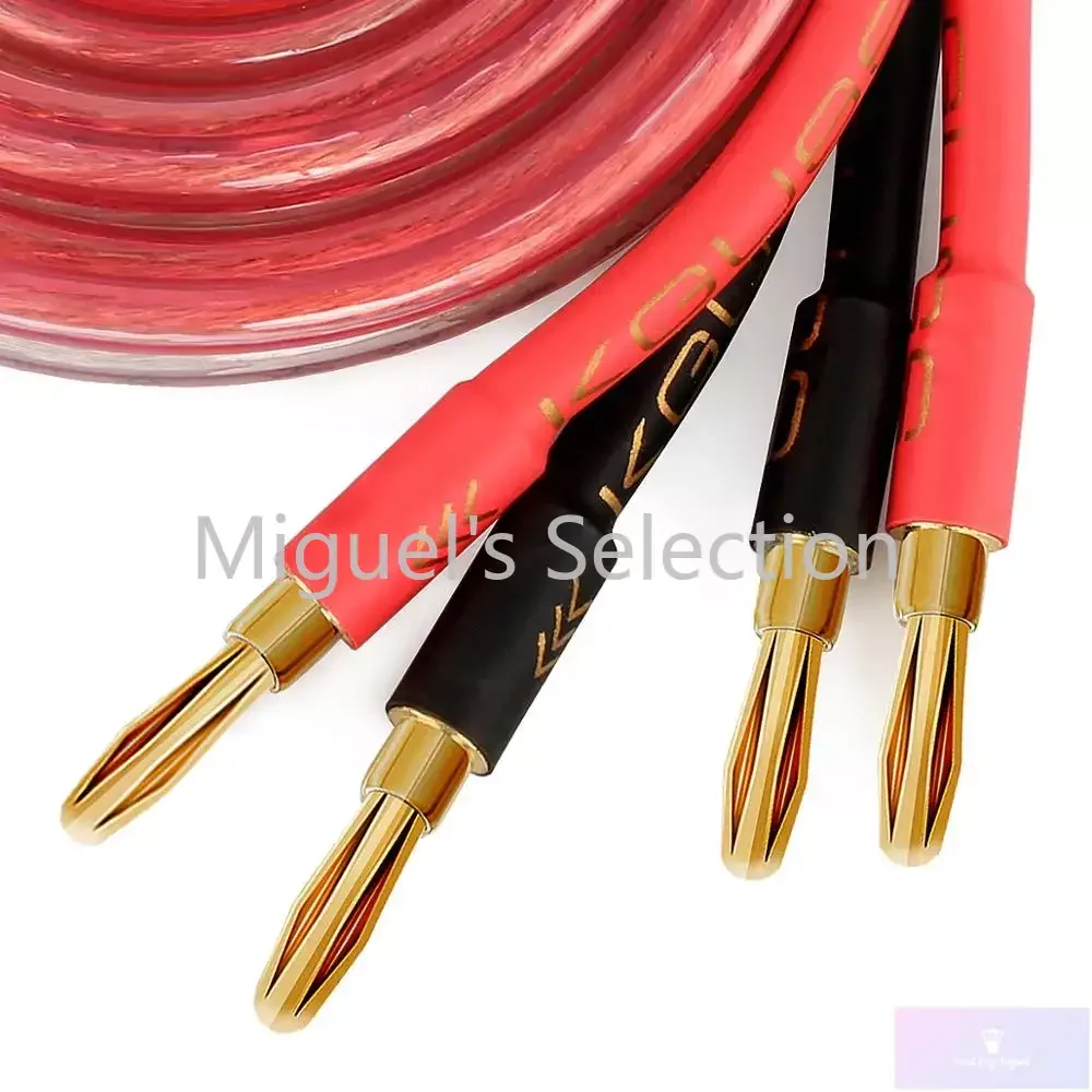 HiFi Gold Plated Speaker Cable High-End 4N Speaker System Oxygen-free Pure Copper with Banana Plug (Single Cable for 1 Speaker)