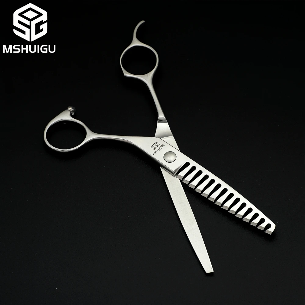 MSHUIGU 6-Inch Professional Barber Scissors Reverse Blade 50%-55% Thinning Shears Japan 440C for Men's Haircuts Home & Salon Use